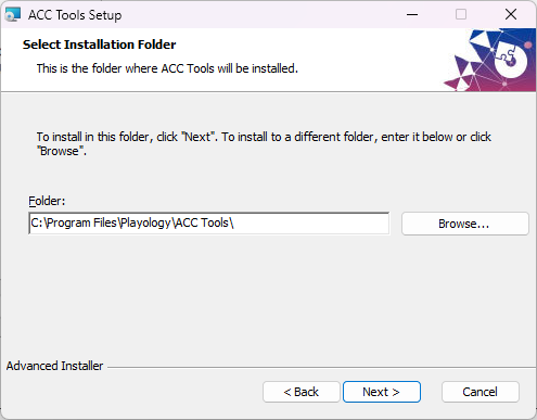 Installation Folder page of ACC Tools installer wizard