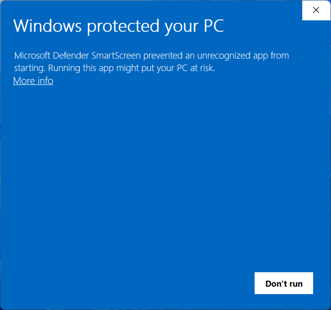 Windows protection dialog