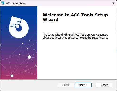 Welcome page of ACC Tools installer wizard